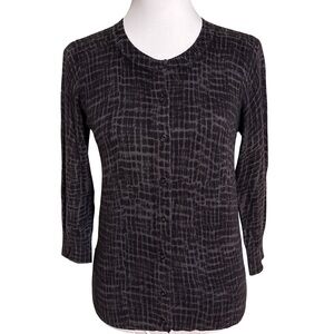 LOFT Black Patterned Button Down Shirt